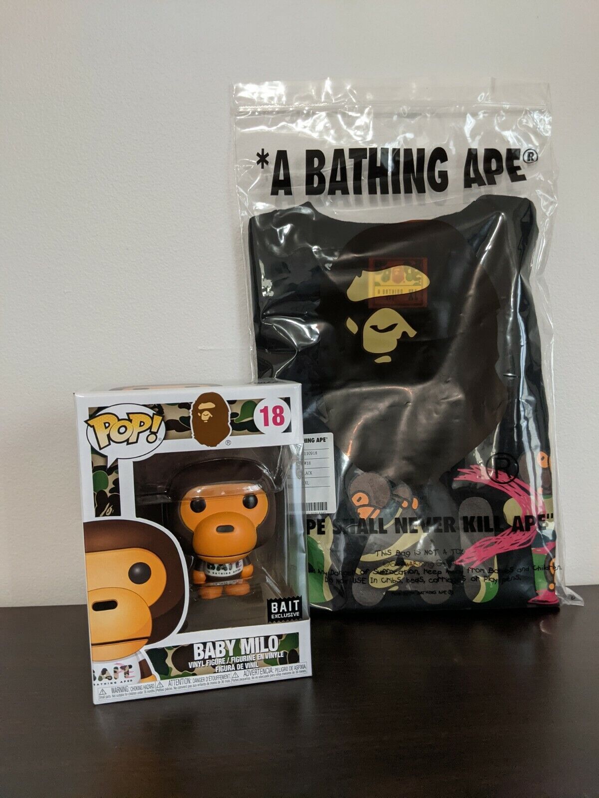 A Bathing APE Baby Milo × Bait × Funko Pop Vinyl Figure #18 Rare New +  Protector