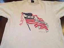 VTG Flag Burners Beware American Patriot Non Flammable USA 80's T Shirt (L)