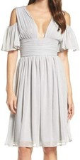 French Connection Constance Draped Cold Shoulder Dress Sz 0 in Freeway Gray NWT