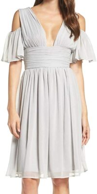 French Connection Constance Draped Cold Shoulder Dress Sz 0 in Freeway Gray NWT