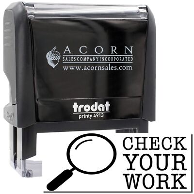 Large Self-Inking Check Your Work Stamp Size 7/8'' Tall x 2-1/4'' Wide