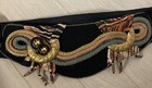 Vintage 1970-80’s Womens Black Beaded Cumberbund Waist Belt Sz S/M — photo 2