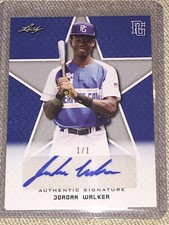 JORDAN WALKER 2019 Leaf Perfect Game Autograph GameDay Blue #1/1 CARDINALS