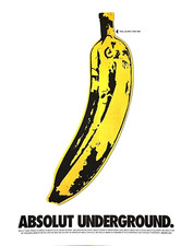 ABSOLUT VELVET UNDERGROUND Genuine Vintage Print Ad Vodka Warhol Banana