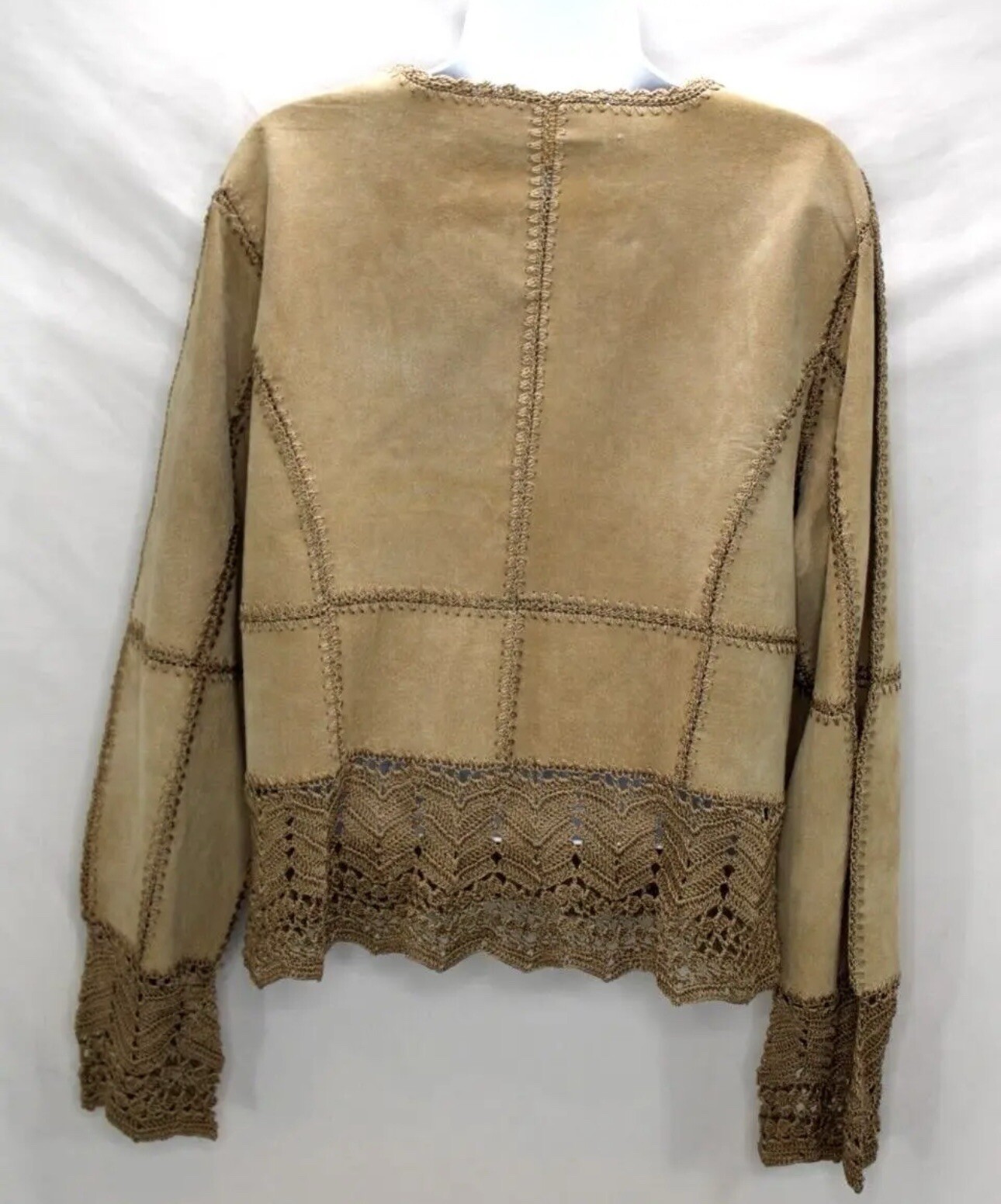 Suede Essentials Brown Patchwork Button Shirt Jac… - image 3