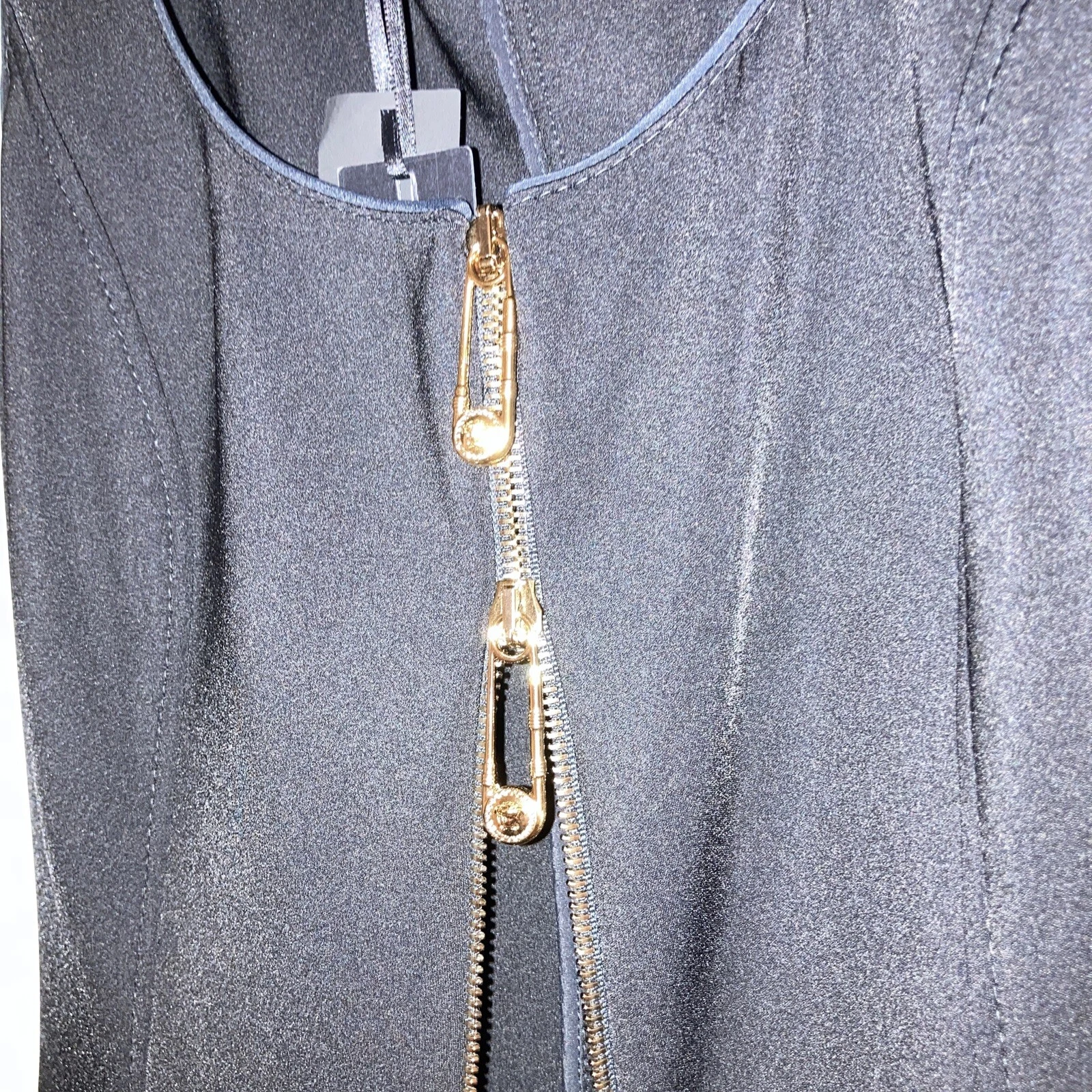 A87311 Autentico Abito Senza Maniche Versace Nuovo con Cerniera Anteriore Nero Nuovo con Etichette Italia Taglia 40 US 6