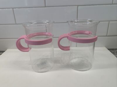 (2) Tall Bodum Pink Mug Tea Cup Captain Picard Star Trek Glass Coffee Espresso