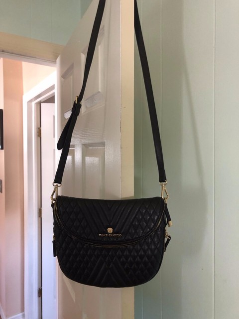 vince camuto black leather crossbody purse