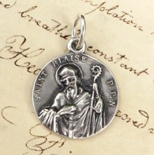St Blaise Medal - Sterling Silver Antique Replica
