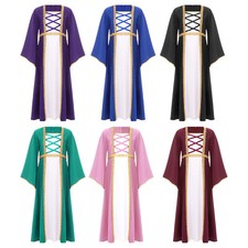 Kids Girls Renaissance Trumpet Sleeve Medieval Princess Dress Party Cosplay