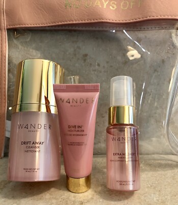 WANDER BEAUTY No Days Off Drift Away Cleanser, Dive In Moisturizer & Hair Mist 