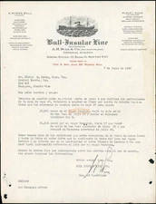 VINTAGE COMEMRCIAL LETTER / BULL INSULAR LINE / PUERTO RICO 1948 #2