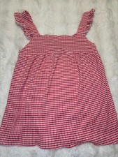 Boohoo Red and White Checkered Dress Size 10 Short Sleeve Fit and Flare Dress