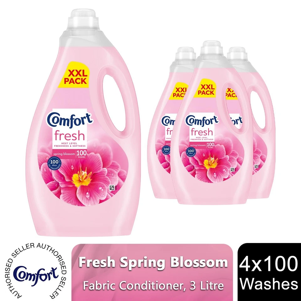 Comfort Fresh Spring Blossom Liquid Fabric Conditioner 100 Washes - 3L, 4 Pack