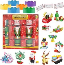 🎄 Luxury Xmas Crackers Pack of 6 | Santa Block, Hats & Gifts | Party Favors 🎁