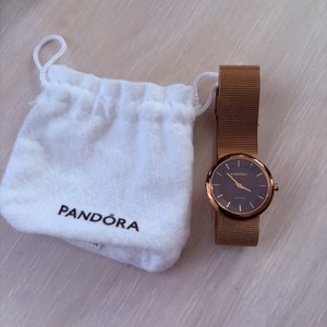 Authentic Pandora Pure 18K Rose Gold Plated Watch with Rose Mesh Band - 812017BN RARE FIND