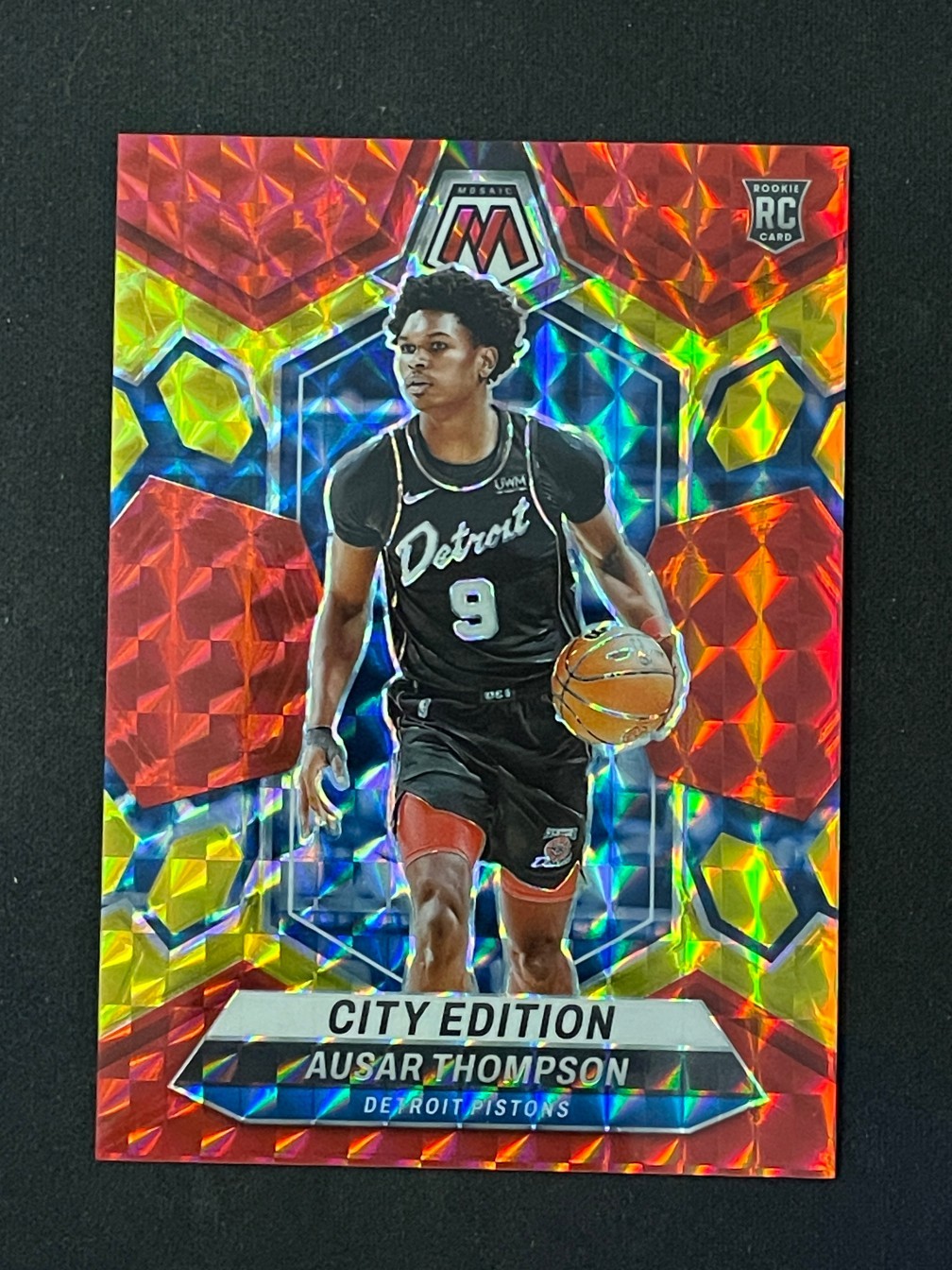 Ausar Thompson 2023-24 Panini Mosaic City Edition Red Yellow Fusion /75 RC #290