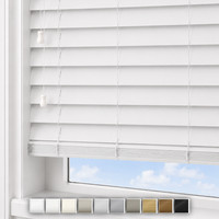 Faux Wood Venetian Blinds With String - Made to Measure - White/Grey/Cream/Brown
