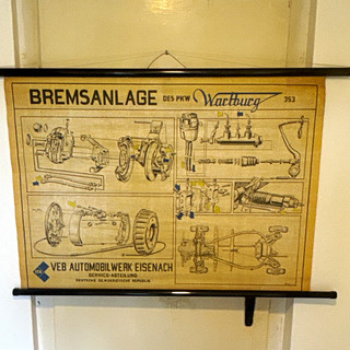 Wartburg Bremsanlage Lehrtafel/Plakat Pkw 353 VEB Automobilwerk Eisenach DDR