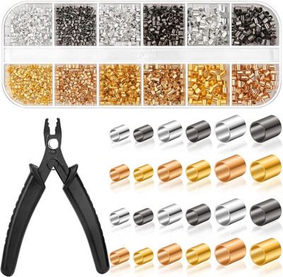 2200PCS Crimp Beads Tubes w Pliers Jewelry Making 3 Sizes 4 Colors DIY Set Tool