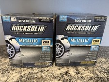 Lot Of 2 Rust-Oleum Rock solid Garage Floor Coating Kit, Silver Bullet Metallic