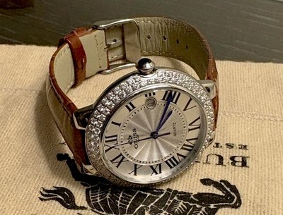 ONISS Swiss MVMT, White Face/Dark Blue Hands/Markers W/ Italian Leather Band