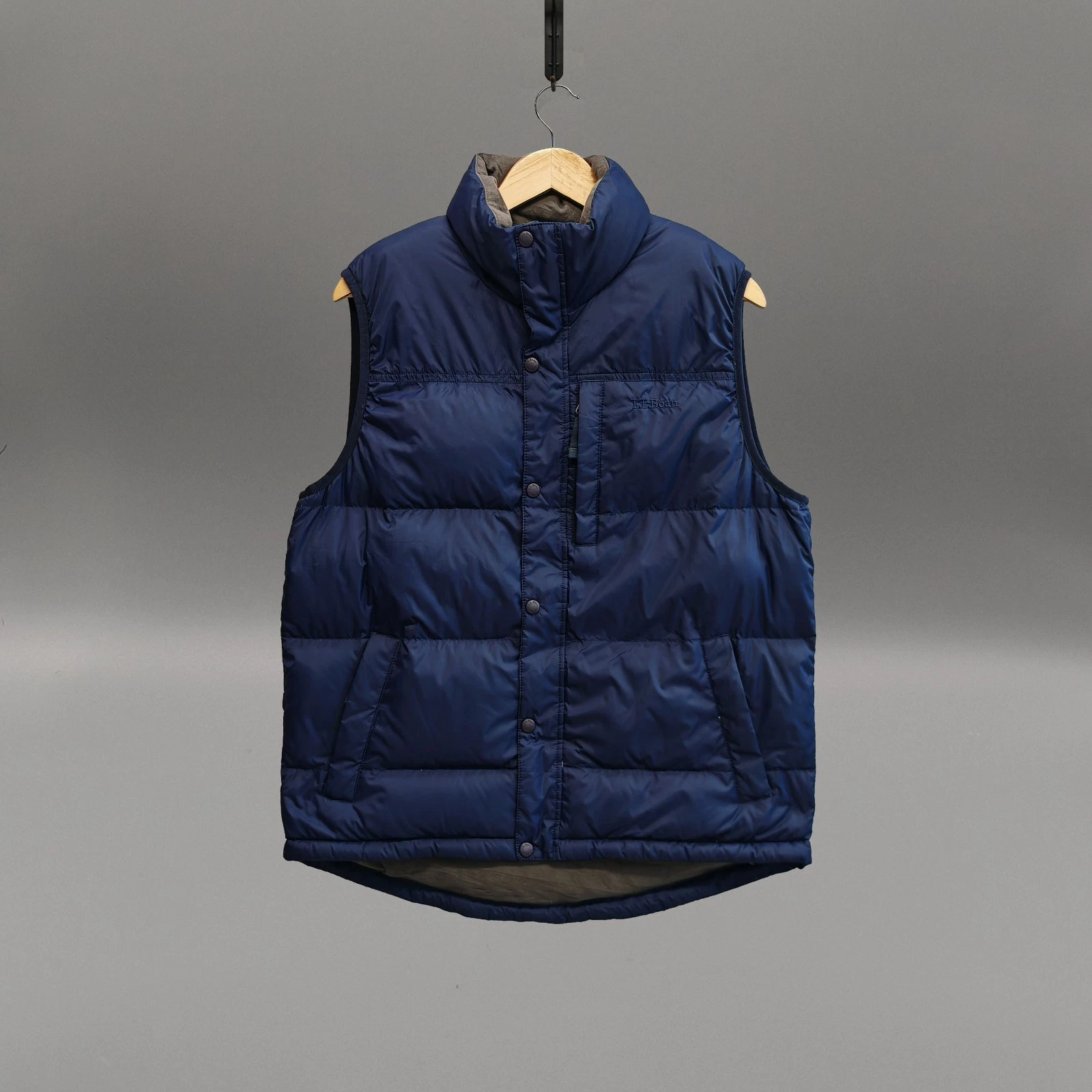 L.L Bean Goose Down Puffer Gilet Navy Blue M Reg Insulated Winter Vest 3077