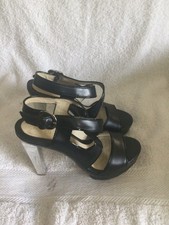 L.A.M.B. By Safani Black Leather Heels Strappy Shoes Strapback Size 7 M
