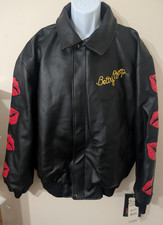 Betty Boop Womens XL Black Excelled Leather Bomber Jacket Authentic w Tags VGT