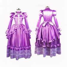 Maid Girl Sissy Lockable Purple satin Dress cosplay Unisex costumes Tailor-made