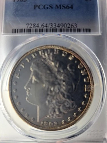 1903 MORGAN SILVER DOLLAR PCGS MS-64 BEATIFUL LUSTRE SLIGHT TONING