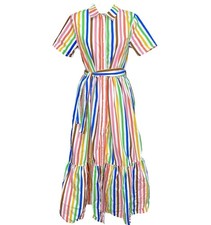Target Pride Button-Front Tie Waist Maxi Shirtdress Rainbow Stripe Dress Sz S