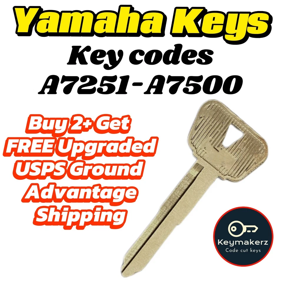 Yamaha Motorcycle Keys Cut to Key Code A7251-A7500 Spare Replacement Keys Made - Image 2 of 2