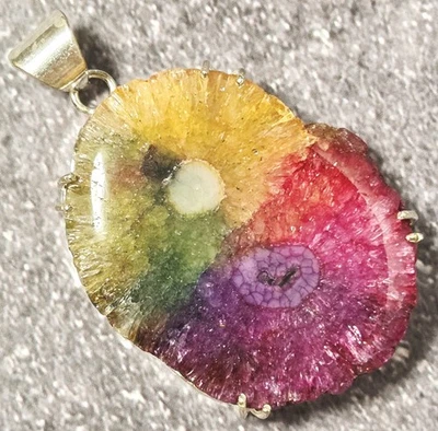 Regenbogen Solar Quarz Boho Anhänger - 925 Sterlingsilber - Neu - Bild 1 von 4