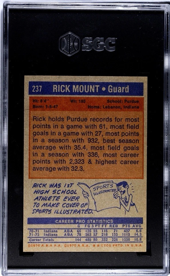 1972-73 Topps #237 Rick Mount SGC 9.5 Graded Vintage Basketball Card *CgC605* - Image 2 of 2