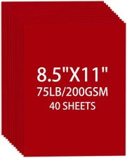 Cardstock 8.5 X 11, 40 Sheets Red Card Stock, 75lb/ 200gsm Copy Paper, Cardstock