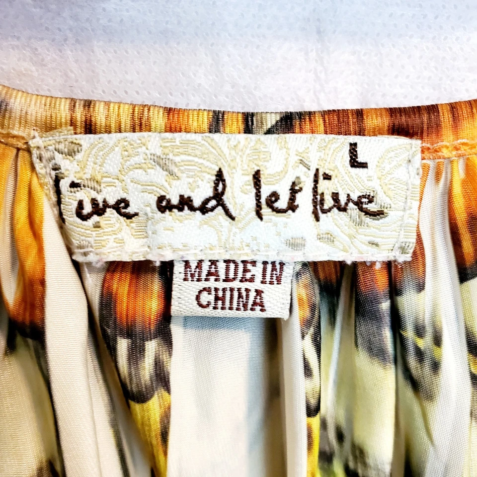 One World Live & Let Live Colorful Dress Size L Sublima Empire 181 Boho Stretch - Image 2 of 3