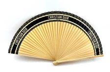 New! Christian Dior DIORIVIERA Folding Bamboo Fan ~ Navy