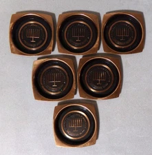 Hyde Park Copper Jewish Philanthropies Award Coaster Tray Set 1961
