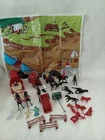 Vtg Marx Plastic Play Mat Western/Blue Box Toy Wagon/Jim Hardie & Tim-Mee figure