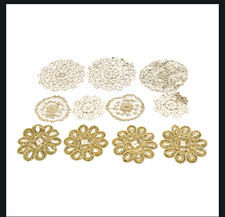 Lot of Mixed Lace Crochet Doilies Set Beige  White Fabric Table Decor Assorted
