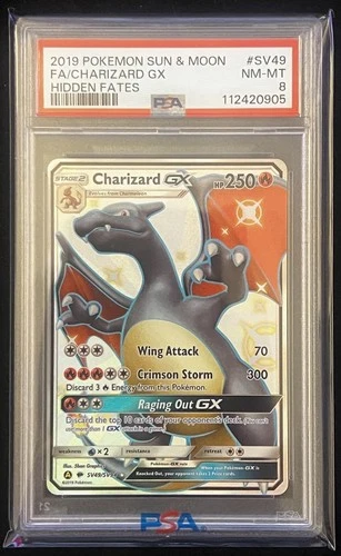 PSA 8 Charizard GX Full Art SV49 Pokémon 2019 Hidden Fates