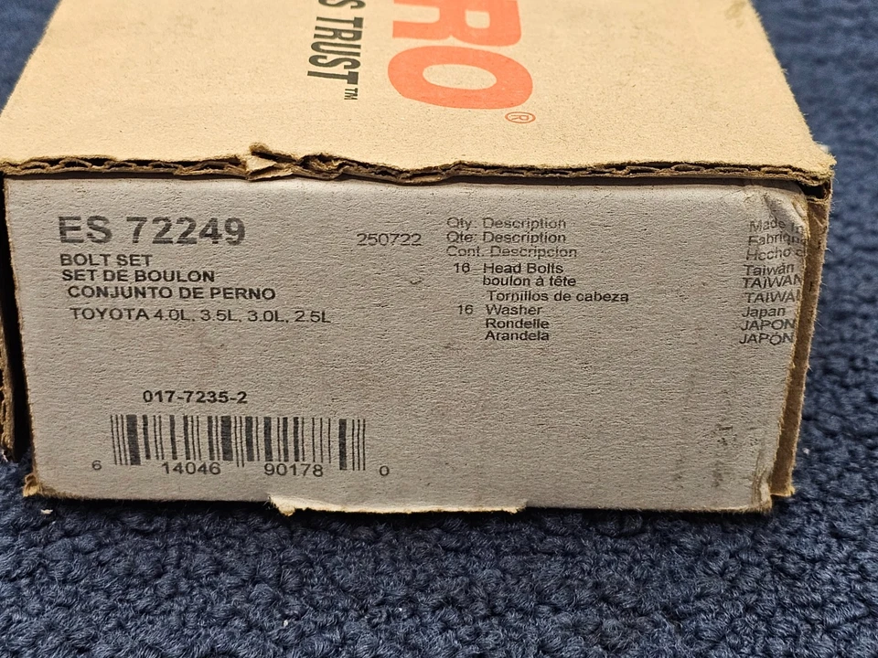 Perno de culata Fel-Pro ES 72249 para 4 corredores Toyota Camry modelo 4Runner Foto 3 de 4