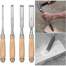 4PCS Wood Chisel Set Carving Knife Woodworking Tool Gouges 1/4", 1/2", 3/4", 1"