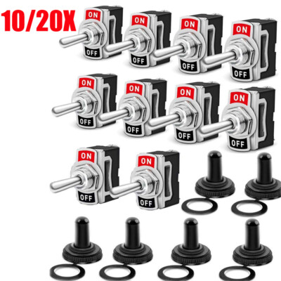 10x/20X Kippschalter EIN/AUS Wippschalter 12V-230V mit Wasserdicht Schutzkappe