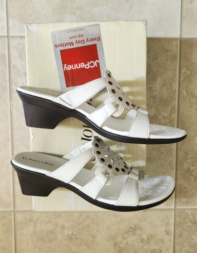 St John's Bay Womans Sandals, 6.5, Anya, White, Womans Slip On Shoes - Picture 4 of 7