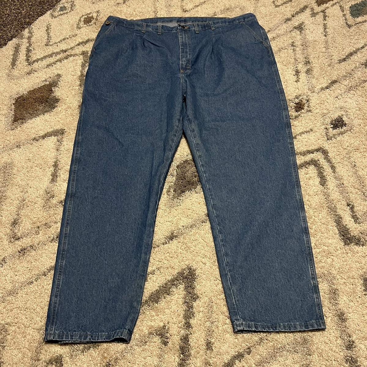 Wrangler Jeans 50x32 Blue Denim Rugged Wear Carpenter Flex Waist
