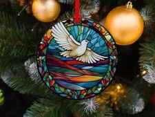 Dove Christmas Ornaments decor, Tree hanging Decor, Dove Xmas Lover Gift
