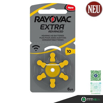 240 x Rayovac Extra Adv. Typ 10 Hörgerätebatterien Blister 1,45V Gelb PR70