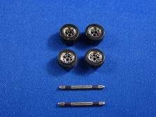 (1) NEW SET HO ROAD RACE REPLICAS CHROME WHEELS TIRES AXLES  - AURORA  T-JET RRR